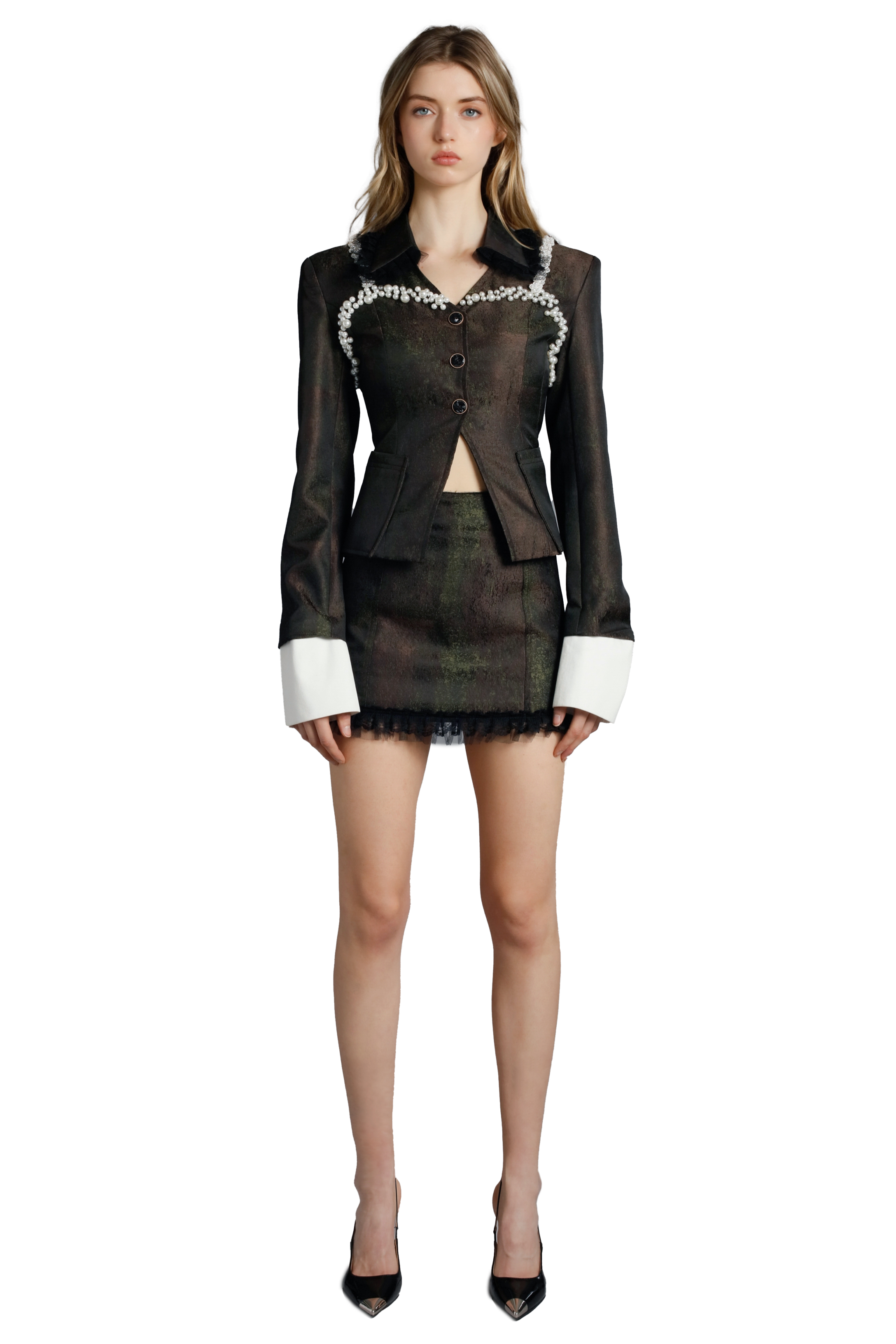 Open Front Pearl Blazer